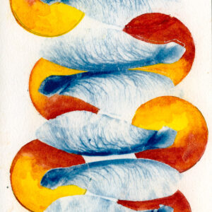 Empreinte végétale cyanotype et aquarelle